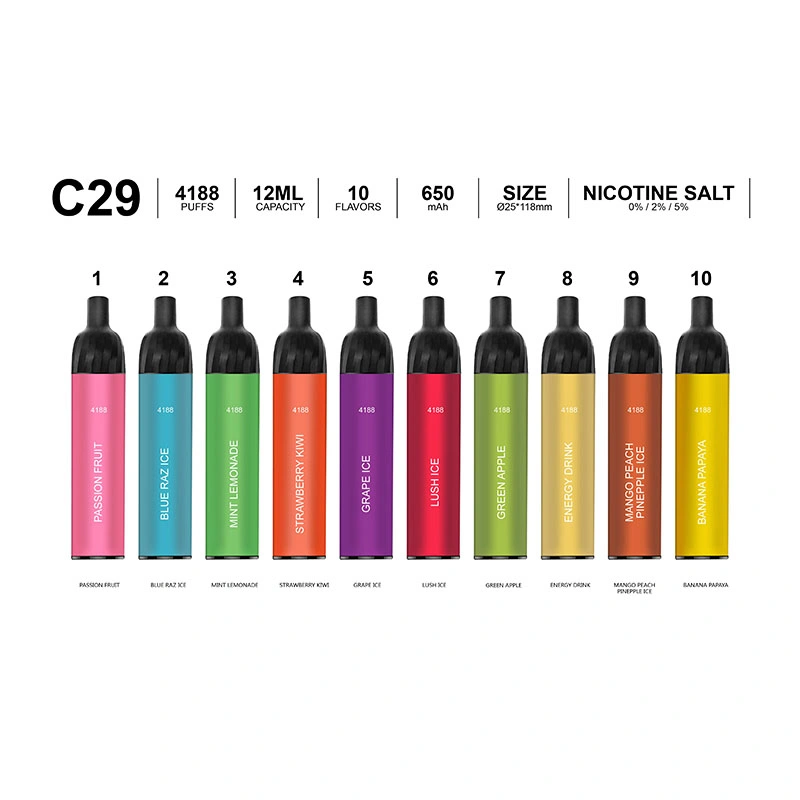 Factory Price 5% Nic Salt E Cigarette 10ml E Liquid Pod Vape Sunfire C29 Disposable Vape Mod 4500puffs