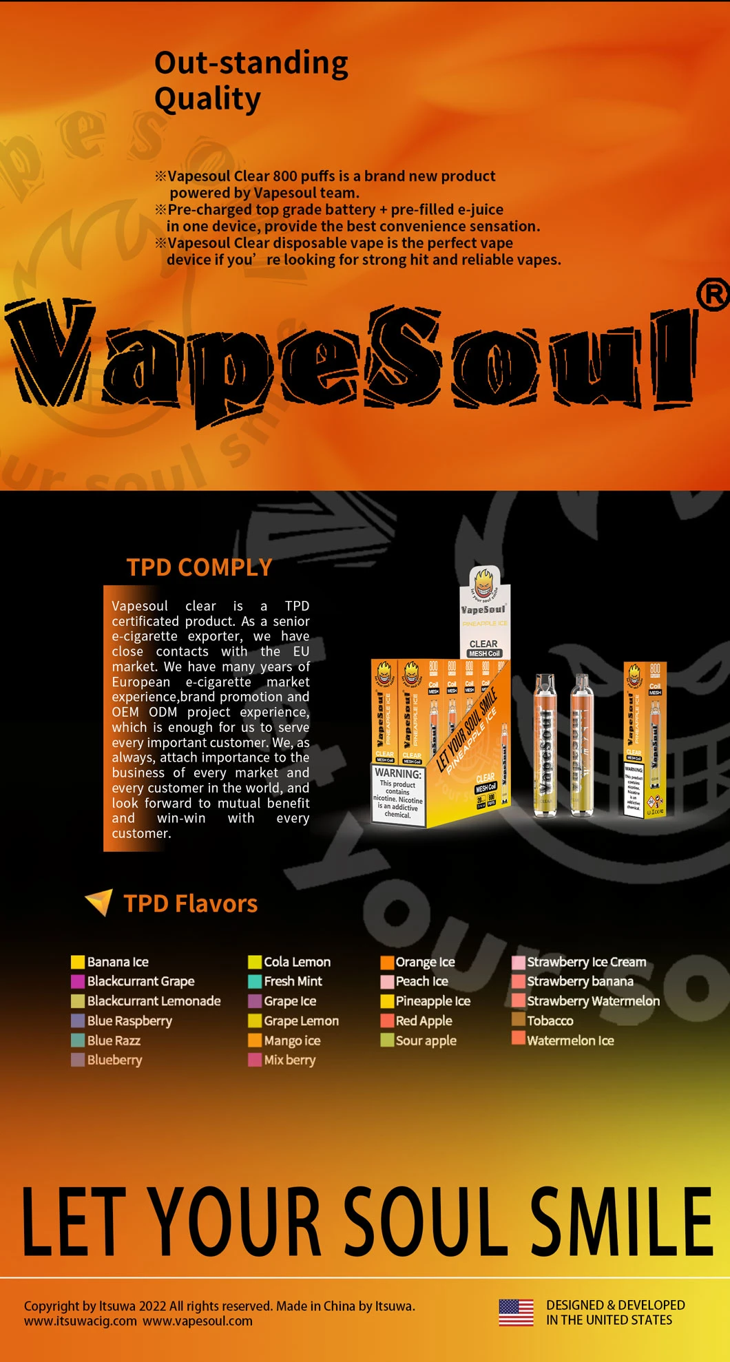 Vapesoul Clear 1200puffs Disposable E-Sigara Vapes Wholesale Vape Factory Prefilled Vape